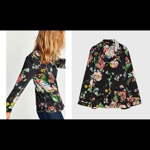 Zara black floral pajama style top